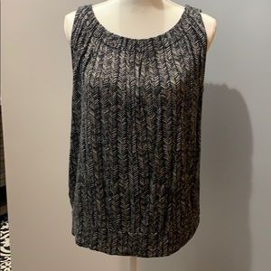 LOFT sleeveless black and white top